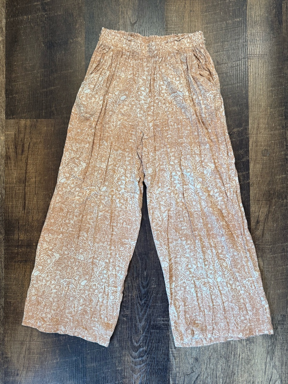 LuLaRoe mustard Wide Leg Pants with faded mandala print